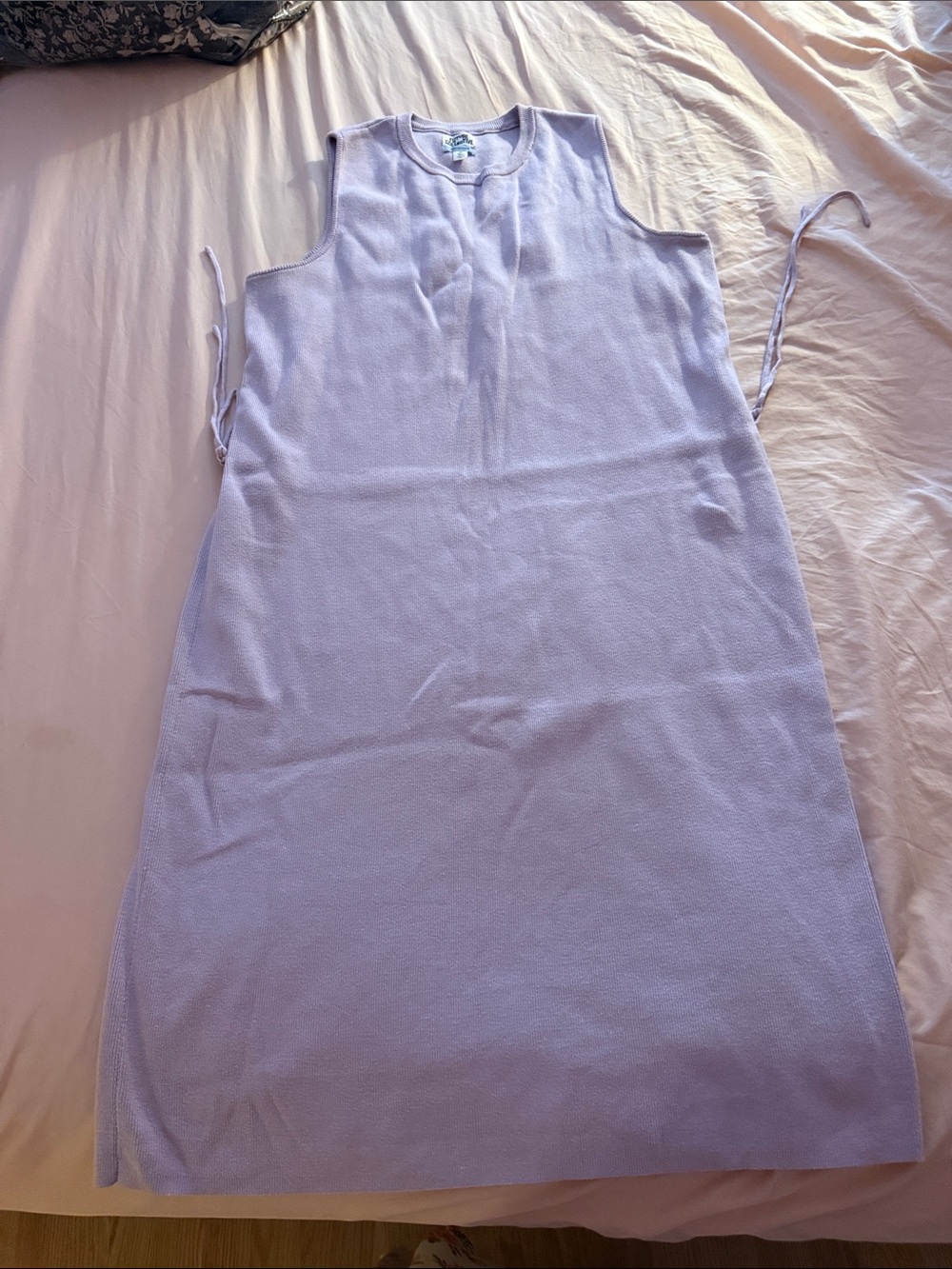 Sleeveless Lavender Midi Knit Dress with Side Ties